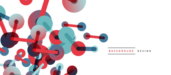 Abstract background. Round dots connected by lines. Trendy techno business template for wallpaper, banner, background or landing