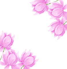 pink lotus flower, watercolor illustration, hand drawing, floral wedding