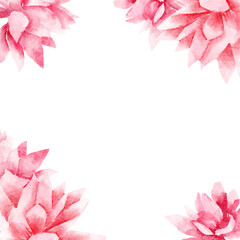 Fototapeta na wymiar pink lotus flower, watercolor illustration, hand drawing, floral wedding
