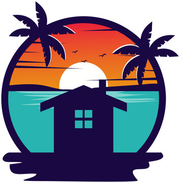 tropical island with palm trees
