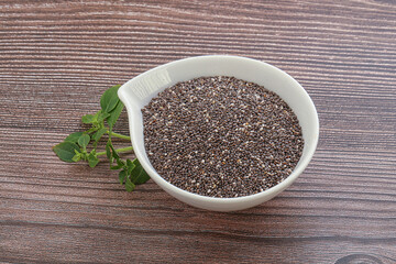 Dietary chia seeds in the bowl