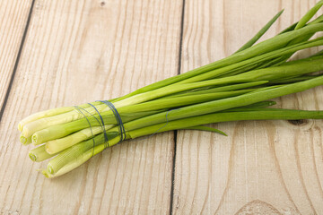 Raw young green onion heap