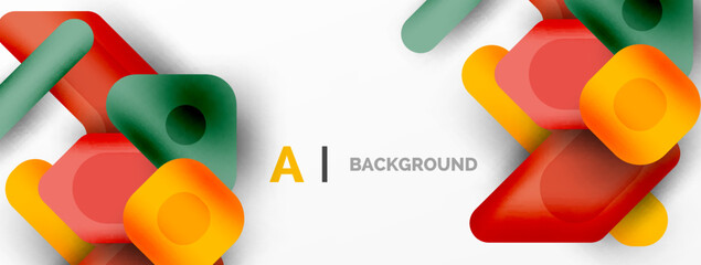 Minimal geometric abstract background. Colorful geometric blocks. Lines, squares and triangles composition wallpaper