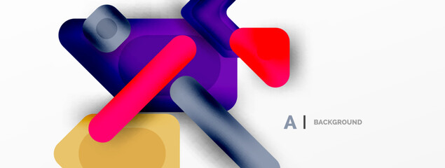 Minimal geometric abstract background. Colorful geometric blocks. Lines, squares and triangles composition wallpaper