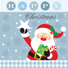 christmas card with santa claus and star