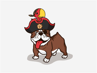 Pirate dog and parrot