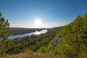 Fototapeta premium landscape of the Dniester river on the Moldovan-Ukrainian border