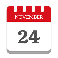 November 24 calendar flat icon