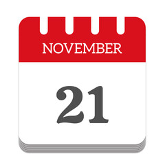 November 21 calendar flat icon