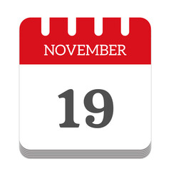 November 19 calendar flat icon