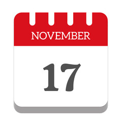 November 17 calendar flat icon