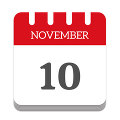 November 10 calendar flat icon