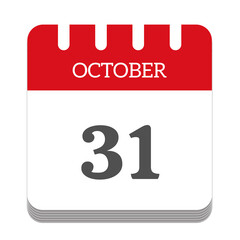 October 31 calendar flat icon