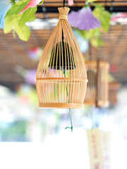 Iron wind chime with bamboo work