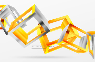 3D cube shapes vector geometric background. Trendy techno business template for wallpaper, banner, background or landing