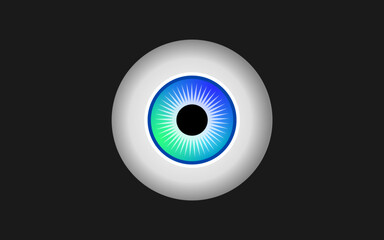 Illustration of a beautiful eyeball with a black background.