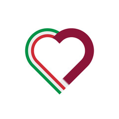 friendship concept. heart ribbon icon of italy and qatari flags. vector illustration isolated on white background
