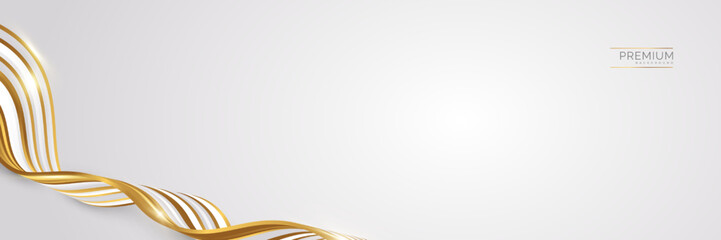 Luxury White and Gold Background with Golden Lines and Paper Cut Style. Premium Gray and Gold Background for Award, Nomination, Ceremony, Formal Invitation or Certificate Design