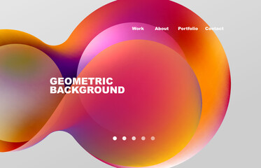 Landing page abstract liquid background. Flowing shapes, round design and circle. Web page for website or mobile app wallpaper