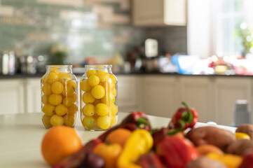 Home canning of vegetables. Canning of yellow tomatoes