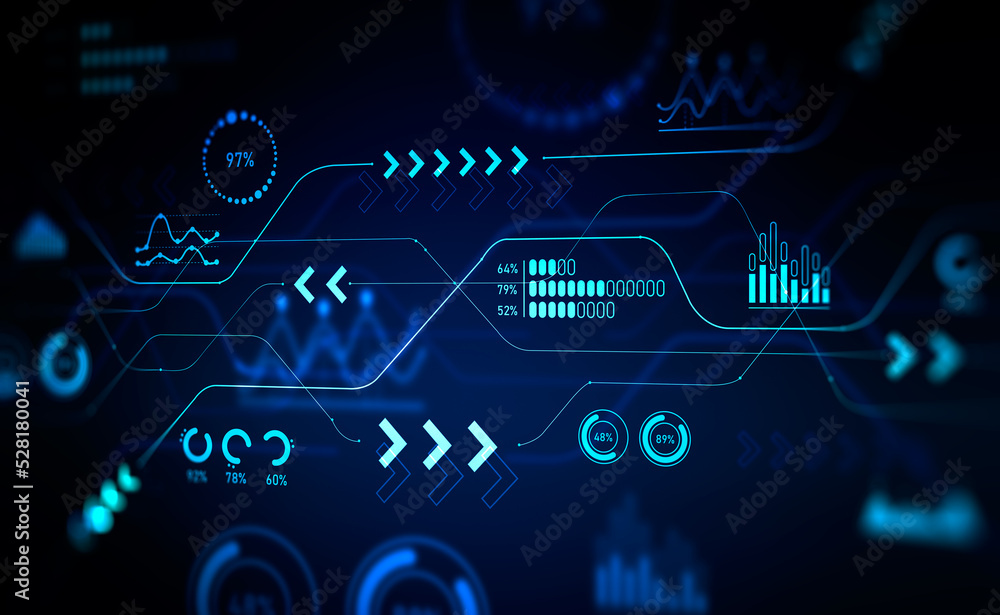 Poster forex graph chart with arrows, graphs and analytics