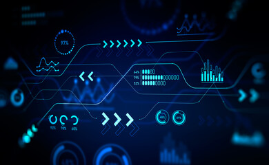 Forex graph chart with arrows, graphs and analytics