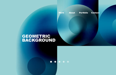Website landing page abstract geometric background. Circles and round shapes. Web page for website or mobile app wallpaper