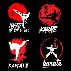 bundle karate illustration vector design. foreign language means karate. really good for logo and design printing product © irvan