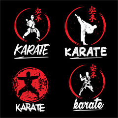 bundle karate illustration vector design. foreign language means karate. really good for logo and design printing product © irvan