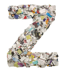 newspaper confetti  Capital letter Z PNG 