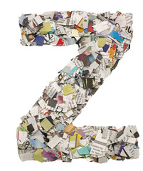 Naklejka premium newspaper confetti Capital letter Z PNG 