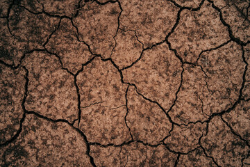 top view cracked dry soil texture background Mosaic pattern of sunny dry soil.