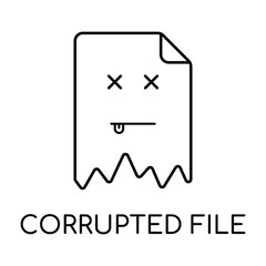 Corrupted file document outline icon. linear style sign for mobile concept and web design. Bad file simple line vector icon. Symbol, logo illustration.