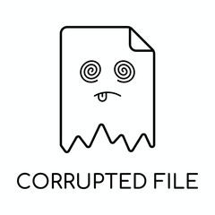 Corrupted file document outline icon. linear style sign for mobile concept and web design. Bad file simple line vector icon. Symbol, logo illustration.