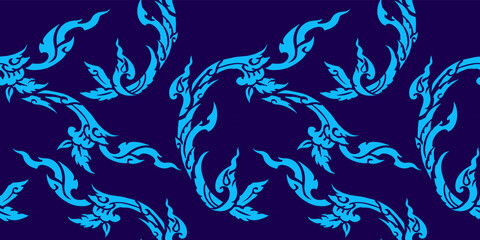 Thai pattern background seamless. Design for fabric, curtain, background, carpet, wallpaper, clothing, wrapping, Batik, fabric,Vector illustration