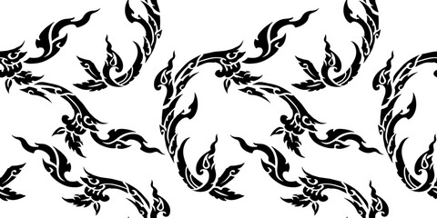 Thai pattern background seamless. Design for fabric, curtain, background, carpet, wallpaper, clothing, wrapping, Batik, fabric,Vector illustration