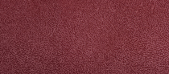 Maroon leather texture background. Wide banner format. Backdrop for design.