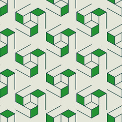 Geometric seamless pattern with geometric impossible shapes hexagon 3d pattern for wall decoration. Vector illustration.