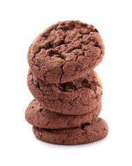 Chocolate cookies on white backgrounds.