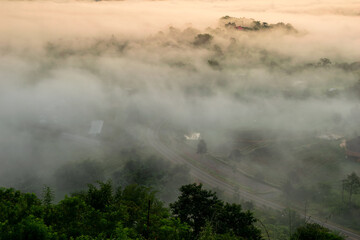 mountain scenery with fog of Phetchabun, Thailand