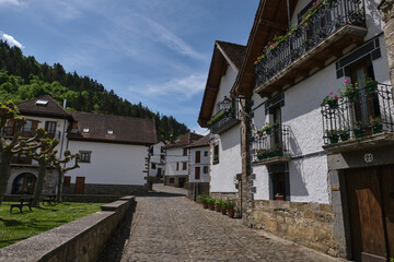Village of Ochagavia in the valley of salazar, irati forest, Navarra, Spain