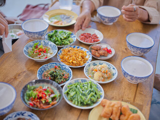 Fototapeta na wymiar Rice gruel and side dish . Concept breakfast THAI STYLE