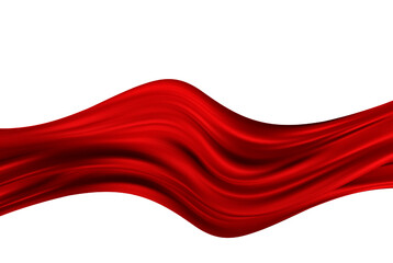 Abstract red flying waves from silk or satin fabric on a white background for a grand opening ceremony, awards, presentation.