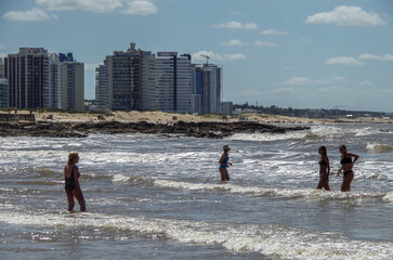 Dream beach holiday vacation in picturesque Punta del Este, Uruguay in South America with beautiful...