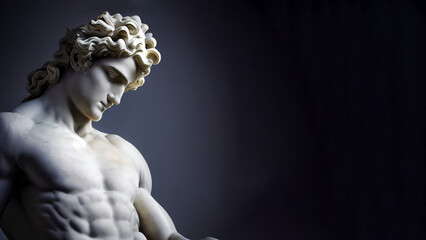 Fototapeta na wymiar Illustration of a Renaissance marble statue of Apollo, God of sunlight, who was also the god of the music and arts, one of the Twelve Olympus in ancient Greek mythology.