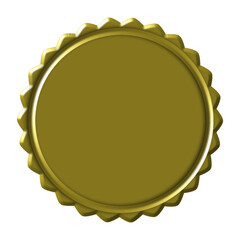 3D gold circle badge label element on transparent background