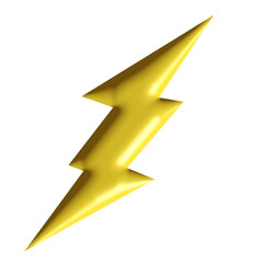 Golden lightning icon 3d illustration isolated on transparent background