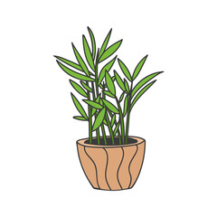 House plant colorful doodle illustration in vector. House plant colorful icon. Pot plant colorful doodle illustration