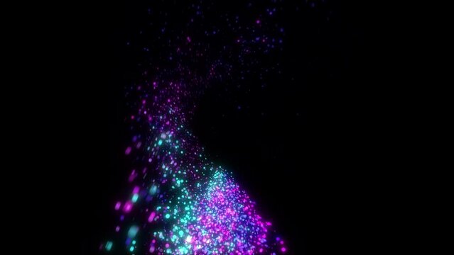 Flying neon particles.  Abstract background. Particle fire effect. 4k footage. 60 fps