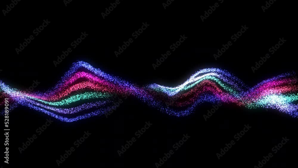 Poster 4k 60 fps. dots wave. abstract background. neon light. particle effects. isolated on black backdrop.